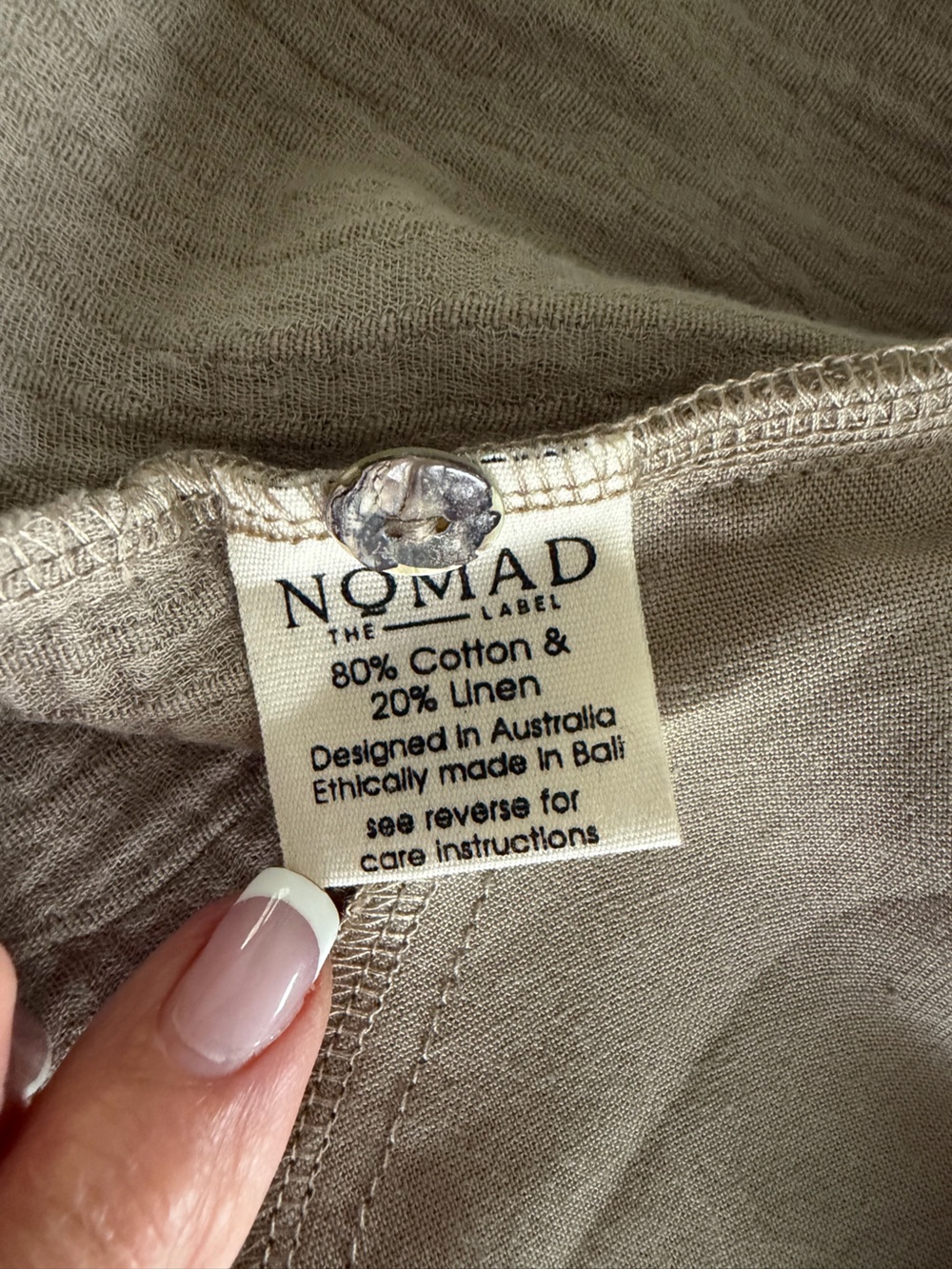 Nomad the Label Bria Mini Cotton Dress/Tunic/ Coverup, Mushroom color, NWT - Picture 5 of 11
